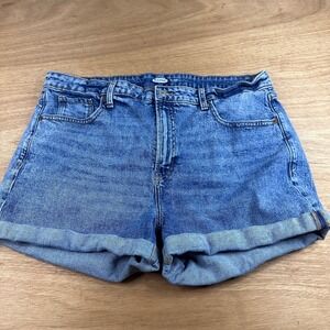 Old Navy O.G. High Rise Denim Shorts Womens 18 Blue Rolled Hem Stretch